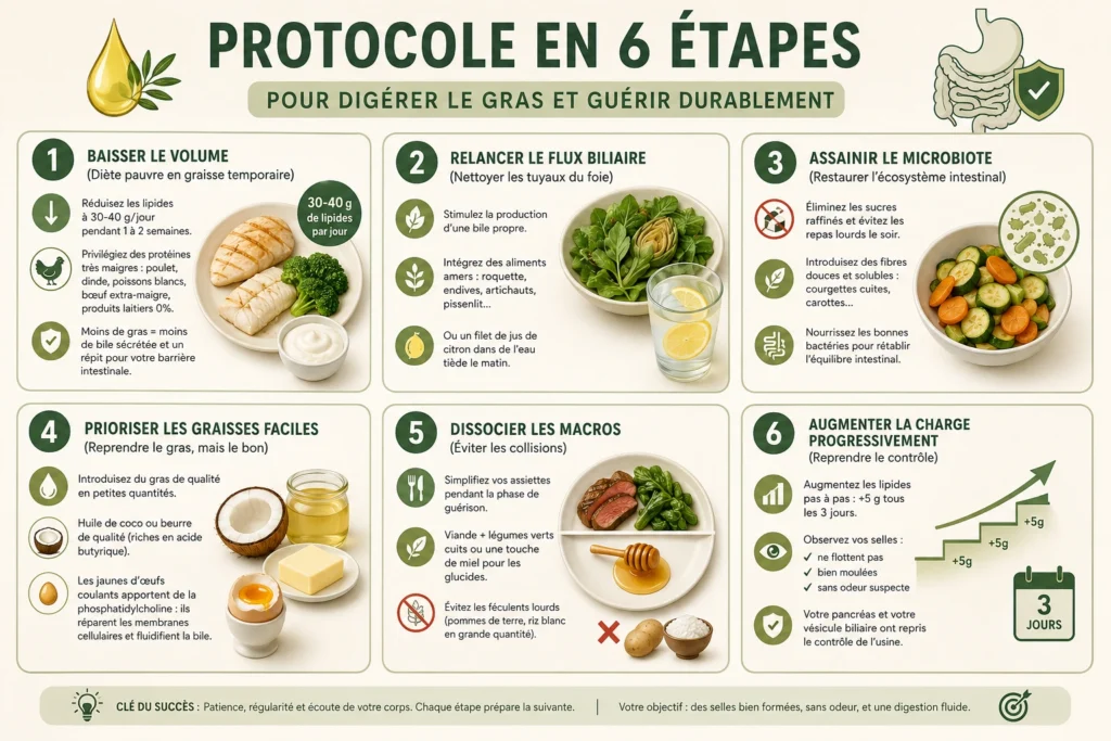 protocole digestion des graisses en 6 étapes